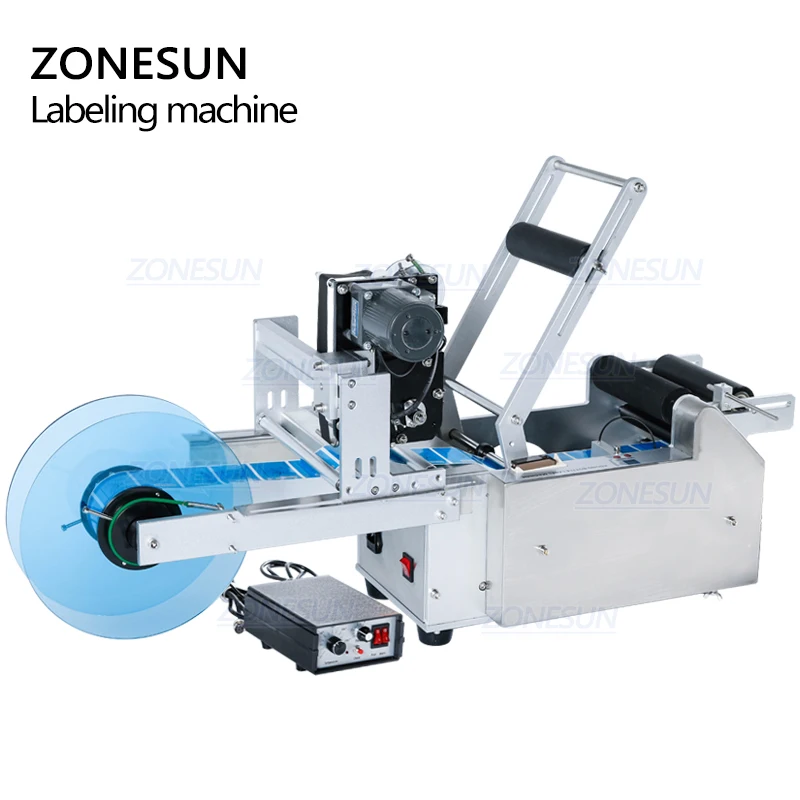 ZONESUN TB-50D семи Автоматическая стеклянная ампула флакон жестяная коробка пластиковая машина для наклеивания этикеток на круглые бутылки с точечной фиксацией этикетка кодер