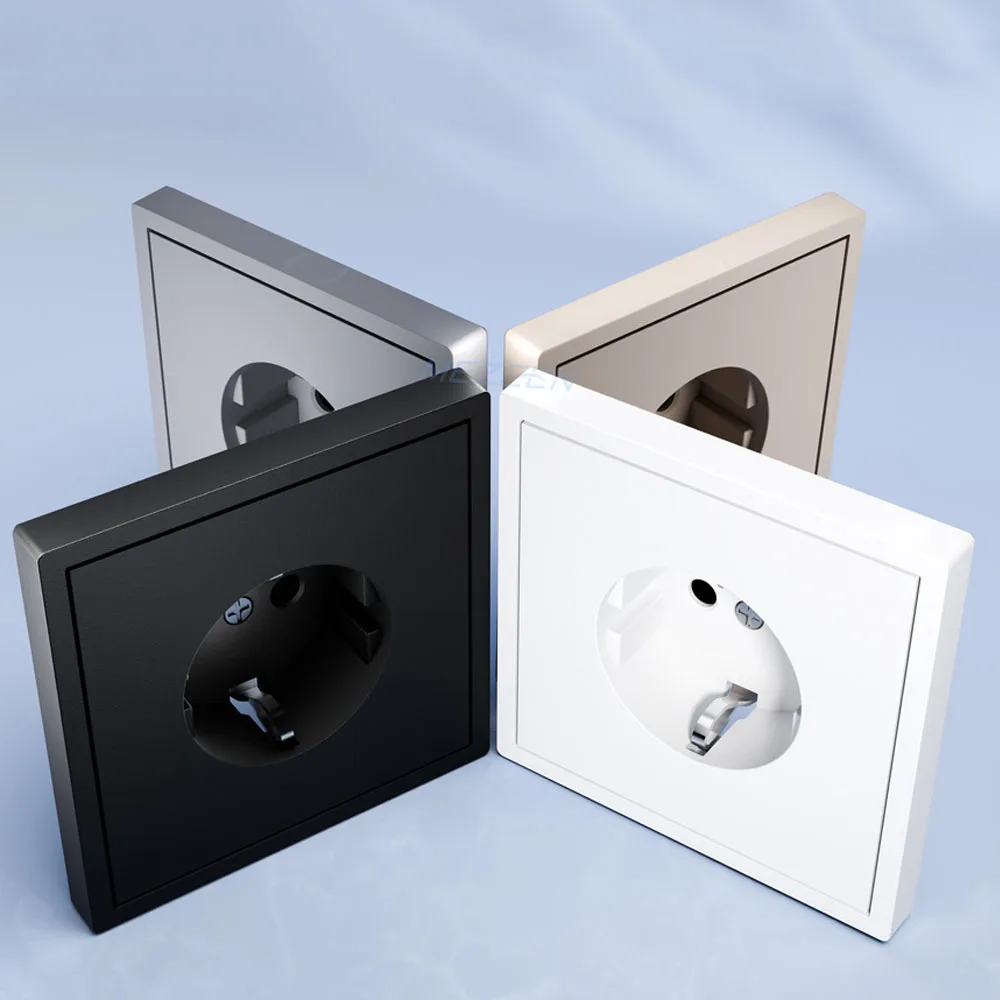 Wall Switches Residential EU Standard 80*80mm Square Wall Switches With Led Indicator White Black Grey Gold Color PC Plate Cover