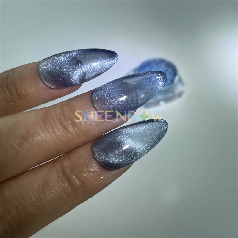 Sheenbow New Sliver Blue Magnetic 9d Cat Eye Powder For Nail Gel Polish