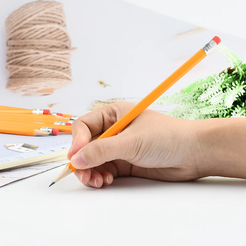 Factory Standard Pencil Logo Wooden Cheap Wholesale Bulk Custom Design HB Black Pencil With Eraser