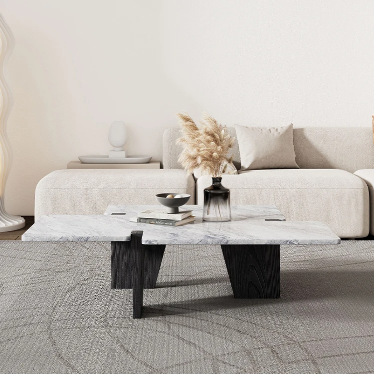 New Arrivals Black Oak Wooden Legs Irregular Coffee Table Living Room Furniture Tea Center Coffee Table