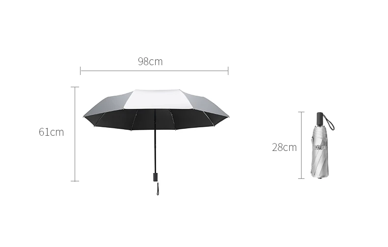 Wholesale black 3 fold beach umbrellas manual windproof UV protection silver coating umbrella