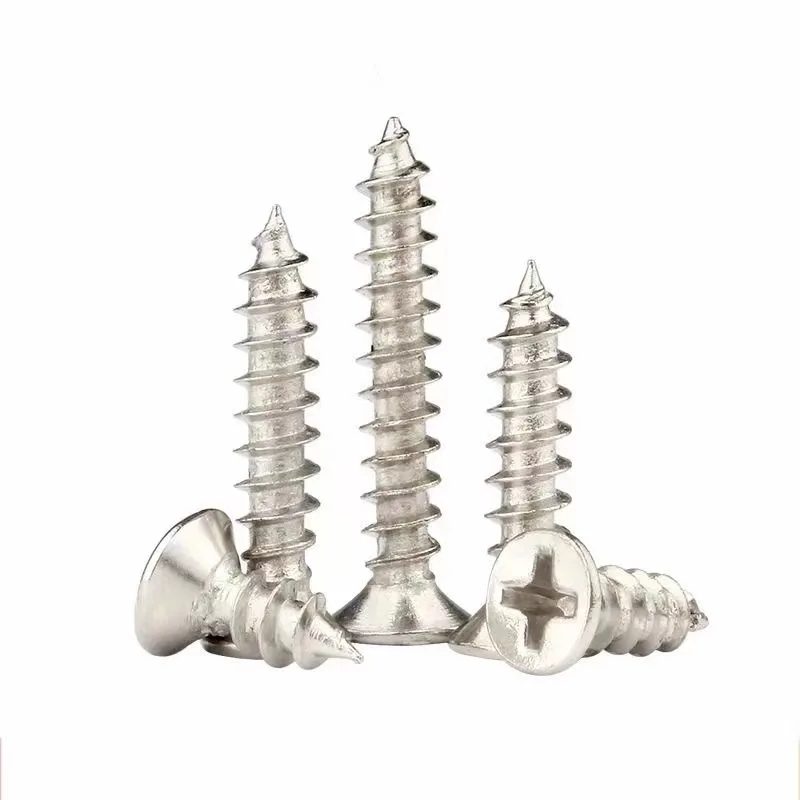 304 316 stainless steel countersunk head self-tapping screw for plastic pan head pozi drive self tapping head screw