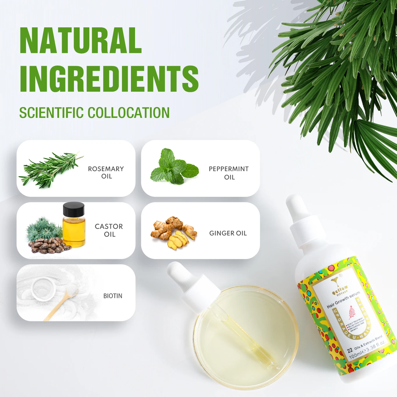 Custom private label best biotin hair vitamin growth serum oil organic rosemary  hair growth serum