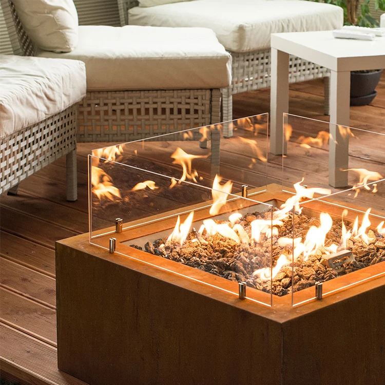 Factory Supply Outdoor Gas Fire Pit Outdoor Patio Corten Steel Propane Fire Pit Table Gas Firepit