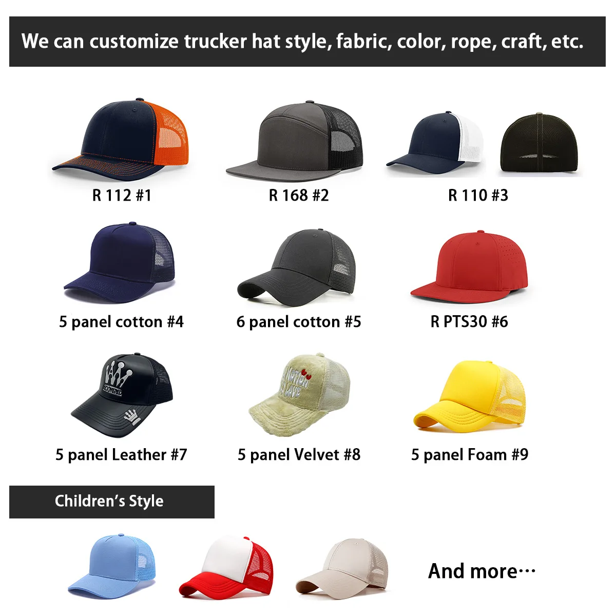 2024 new zjm Custom With With Logo Gorras Woven Patch Richardson 112 Hats Sport Cap 5 Panel Embroid Leather Patch Trucker Hat