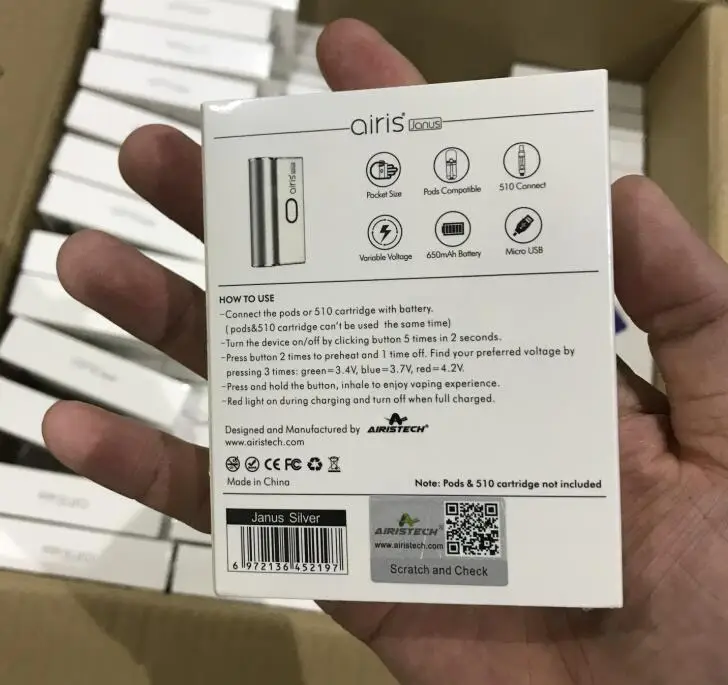 
Airistech latest CBD vaporizer airis Janus 2in1compatible with 510 thread cartridge and common size CBD pod mod 