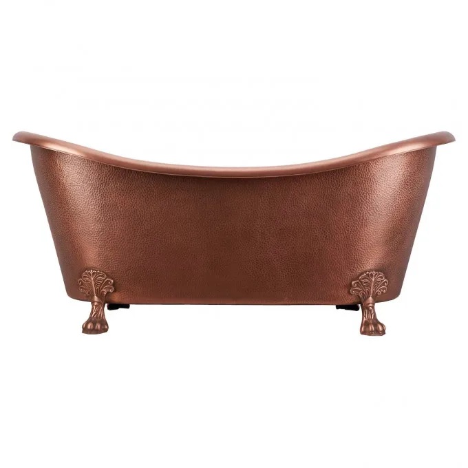 ANTIQUE COPPER DOUBLE-SLIPPER CLAWFOOT BATHING TUB
