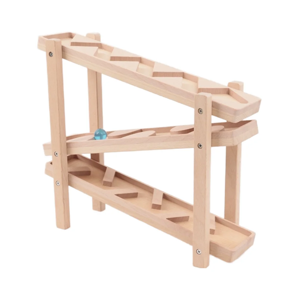 Wooden Marble Run Race Machine Preschool Visual Pursuit Winding Track Educational Toys Gift for Children Perfect Marble Maze