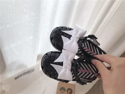 2023 mini Melissa shoes kid bowknot hollow out sandal jelly baby wrap toe soft sole beach wear resistant skid shoes