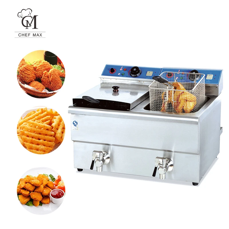 Chefmax Commercial 2.2KW Custom Countertop Double cylinder 2 Basket Electric commercial kitchen chicken deep fryer