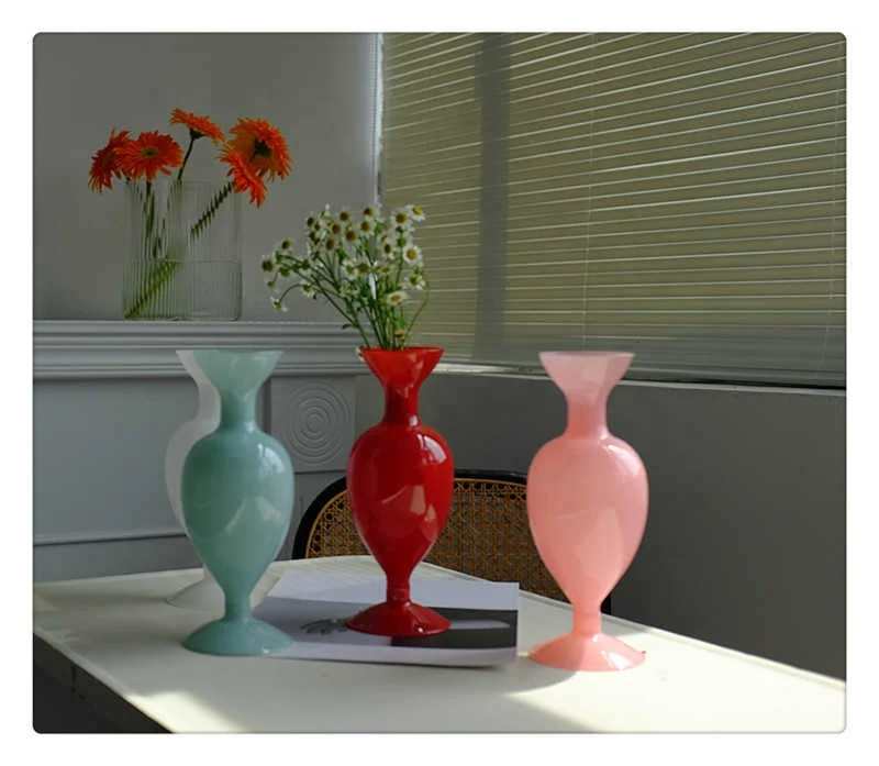 Французская винтажная стеклянная ваза, украшения для дома, ваза для цветов в скандинавском стиле