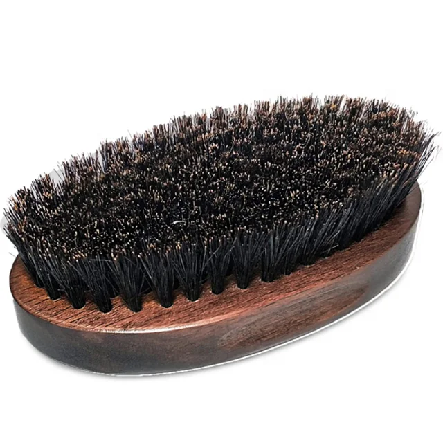 Top selling OEM natural wooden 100% boars bristles black men wooden beard brush