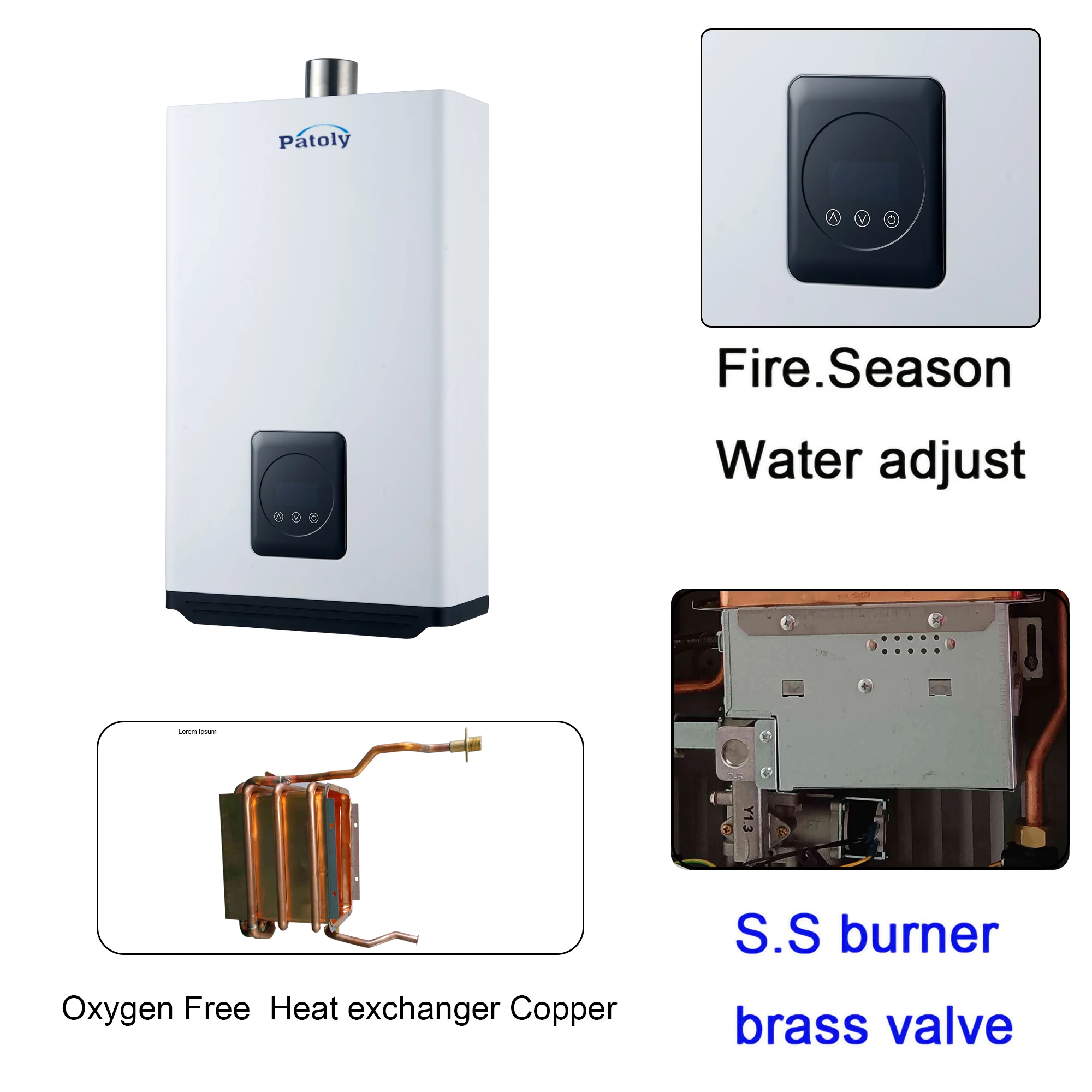 110V/220V Bathing Instant Gas Hot Water Heater lpg Ng Natural Oxygen Free Copper Heat Exchanger Wall Mounted Household