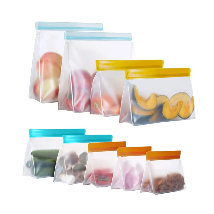 Eco-friendly PEVA reusable food grade leak proof food storage bags for sandwich and snack bags