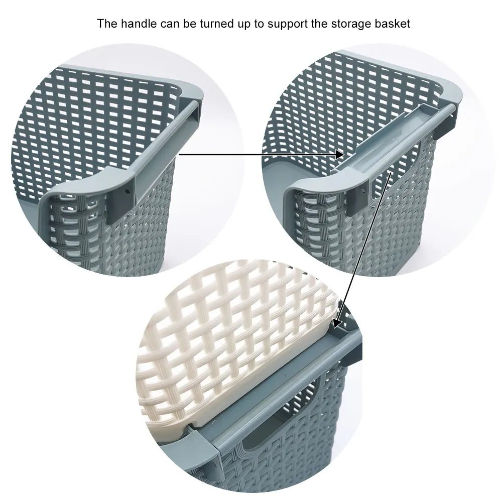 SA-9610 Plastic Weave Basket Portable Stackable Storage Baskets