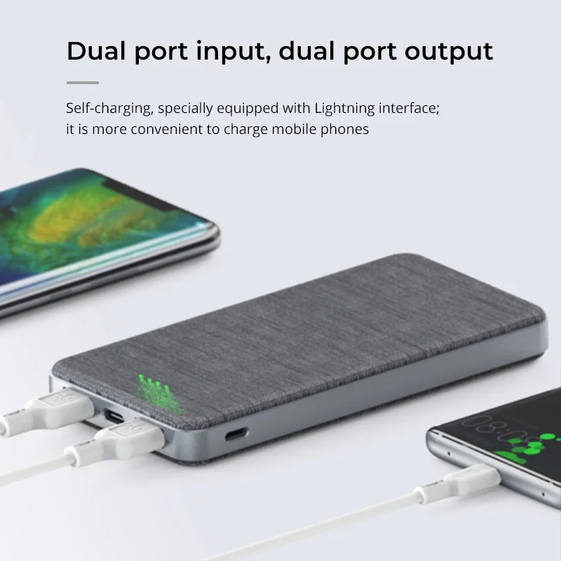 High Quality Fabric Spray Finish Power Bank 10000mAh OEM Mobile Power Bank
