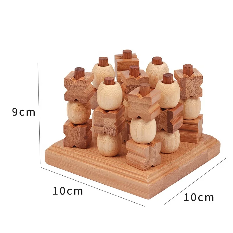 C04092 family game XO checkerboard bamboo board games  wooden tic tac toe wooden nought and crosses puzzle wooden OX game