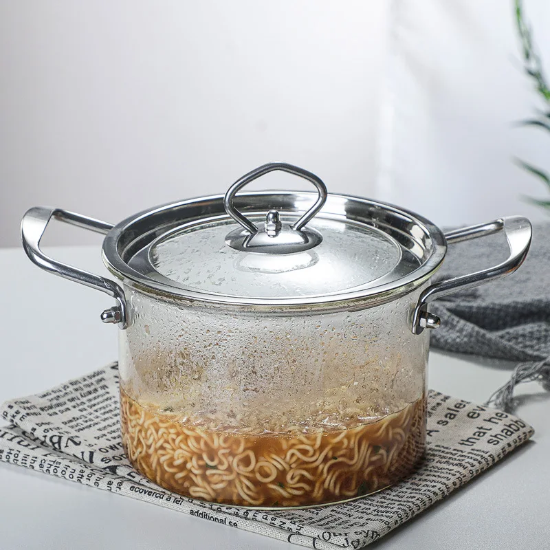 
Heat Resistant Glass Cooking Pot Borosilicate Glass Pots with Cover Cookware Sets for Sale 