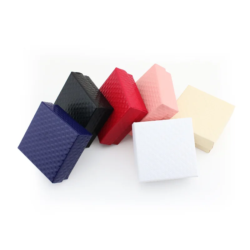 Custom Diamond Teture Necklace Earring Paper Gift Boxes Luxury Small Cardboard Jewelry Packaging Box with Logo