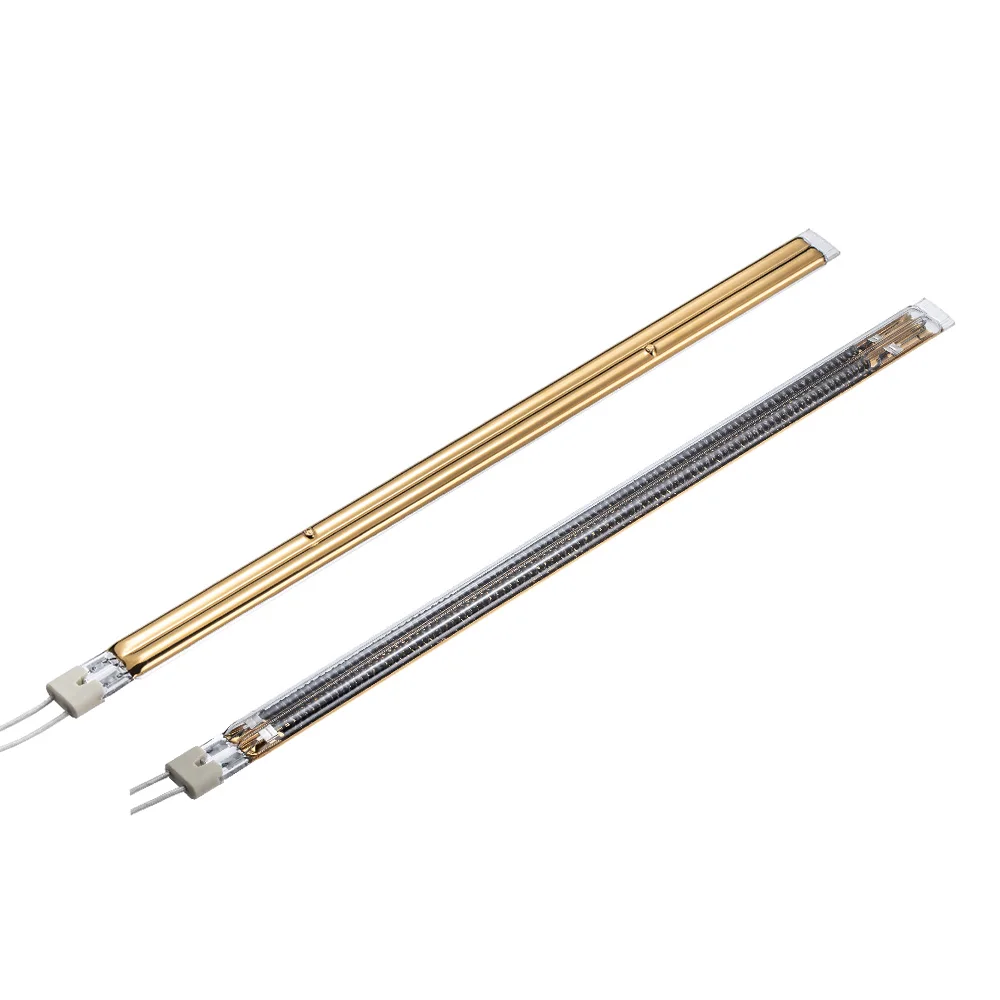 Carbon filament double tube medium wave infrared heating lamp for Waterborne paint drying