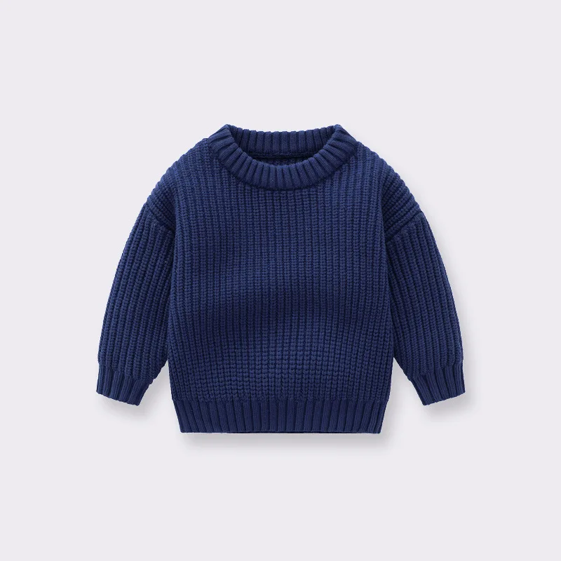 2024 Solid Colors Winter Sweater For Newborn Baby Knitted Sweaters Kids Casual Children Sweater
