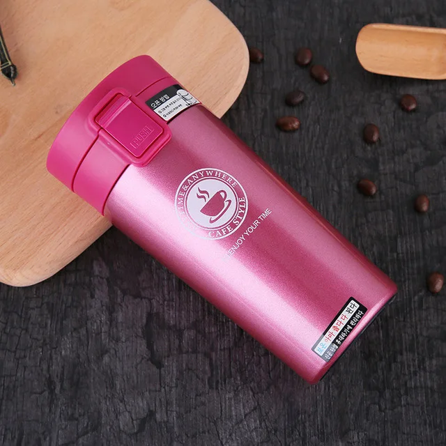 Custom design 380 ml eco reusable vacuum thermal travel coffee cup with filter lid