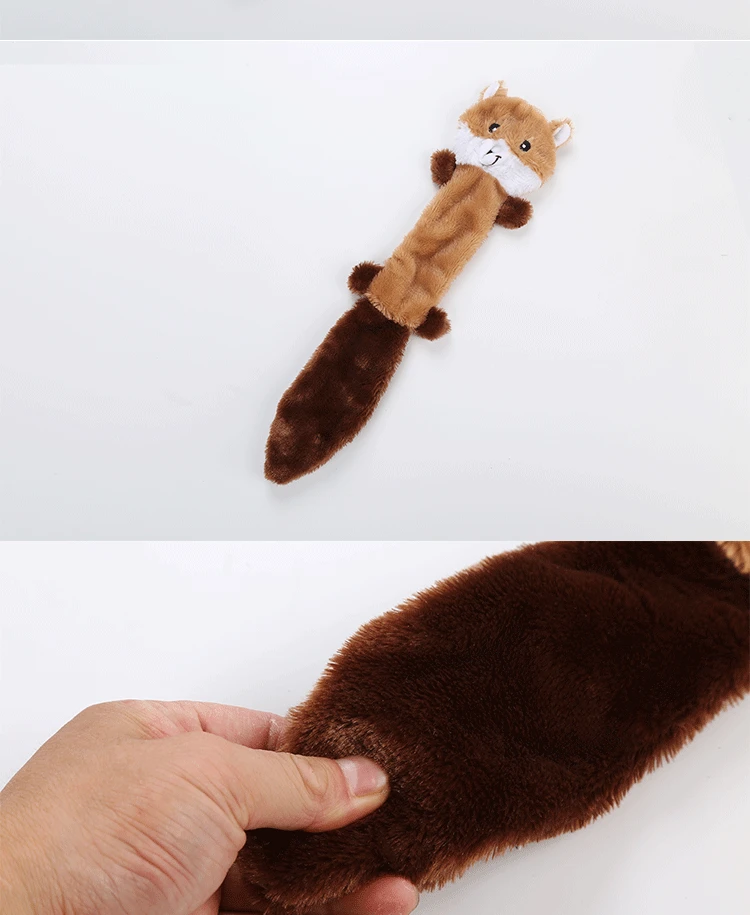 Long plush no stuffing animal design squeeze  popular  pet dog toys