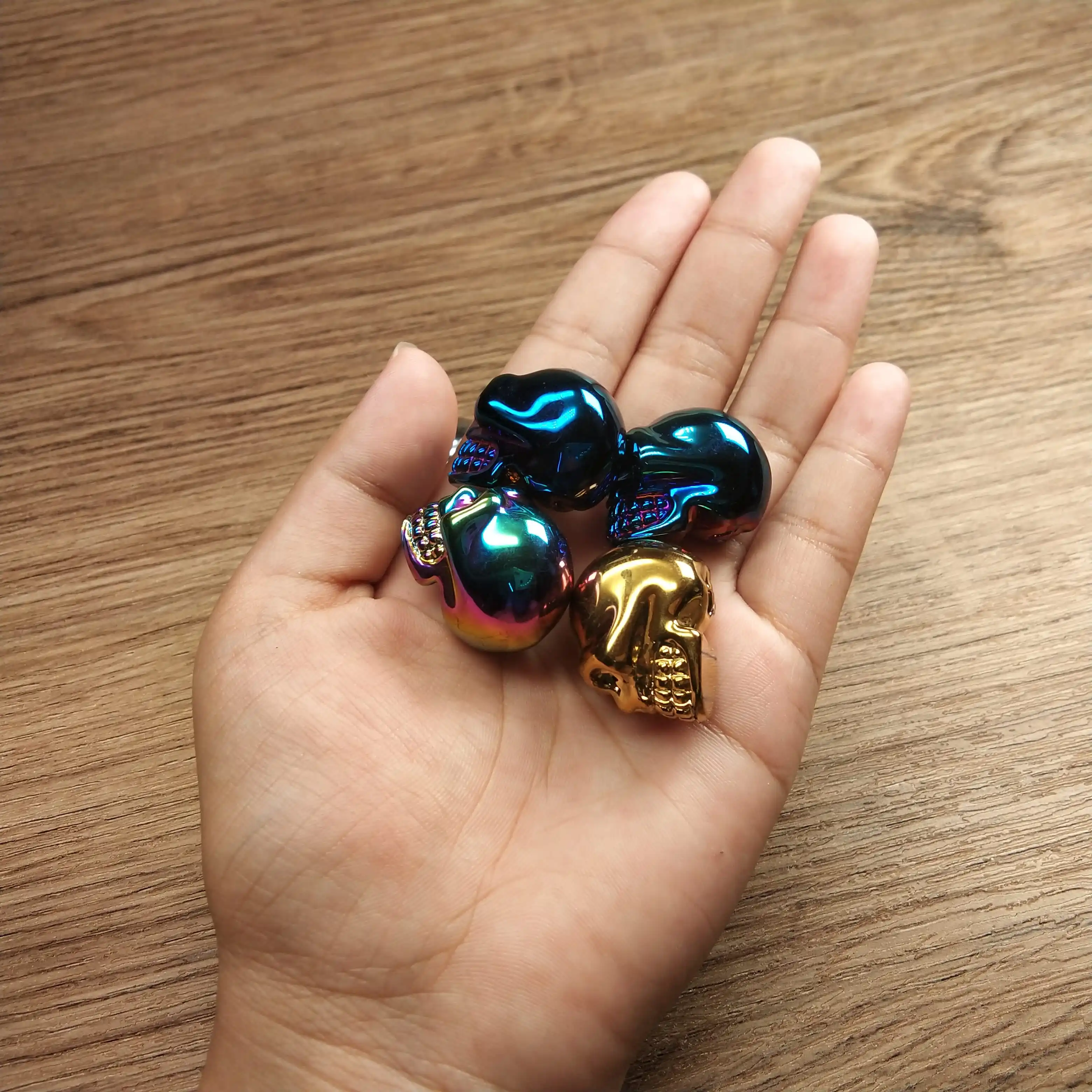 Wholesale hand carved Nice new products crystal carving skulls aura k9  colorful skulls for decoration