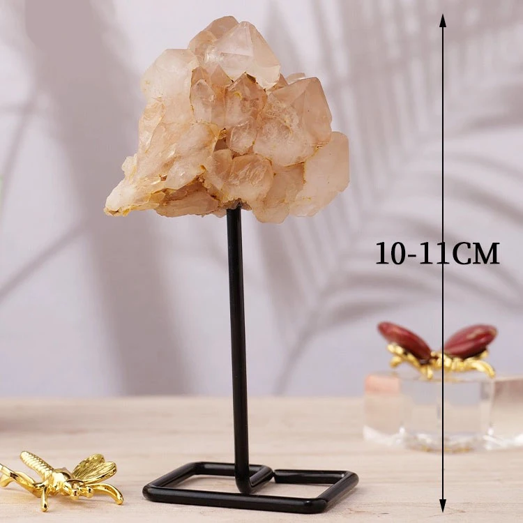 High Quality Gemstone Natural Amethyst Metal Stand Raw Quartz Crystal Healing Stone Art Crafts for Office Decoration