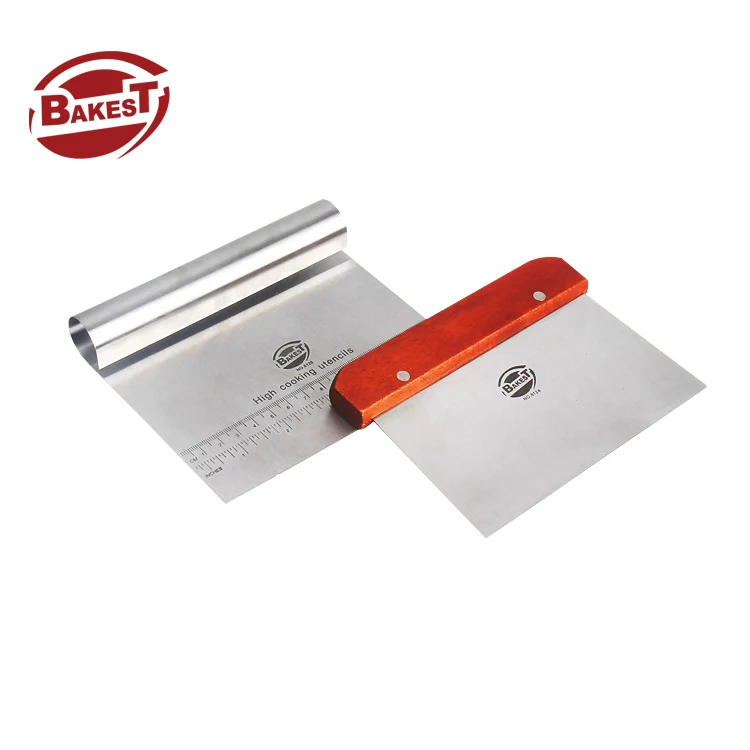 Bakest Hot selling Stainless Steel Dough Noodles Cutter  Cake Scraper with Measuring stainless steel cutter