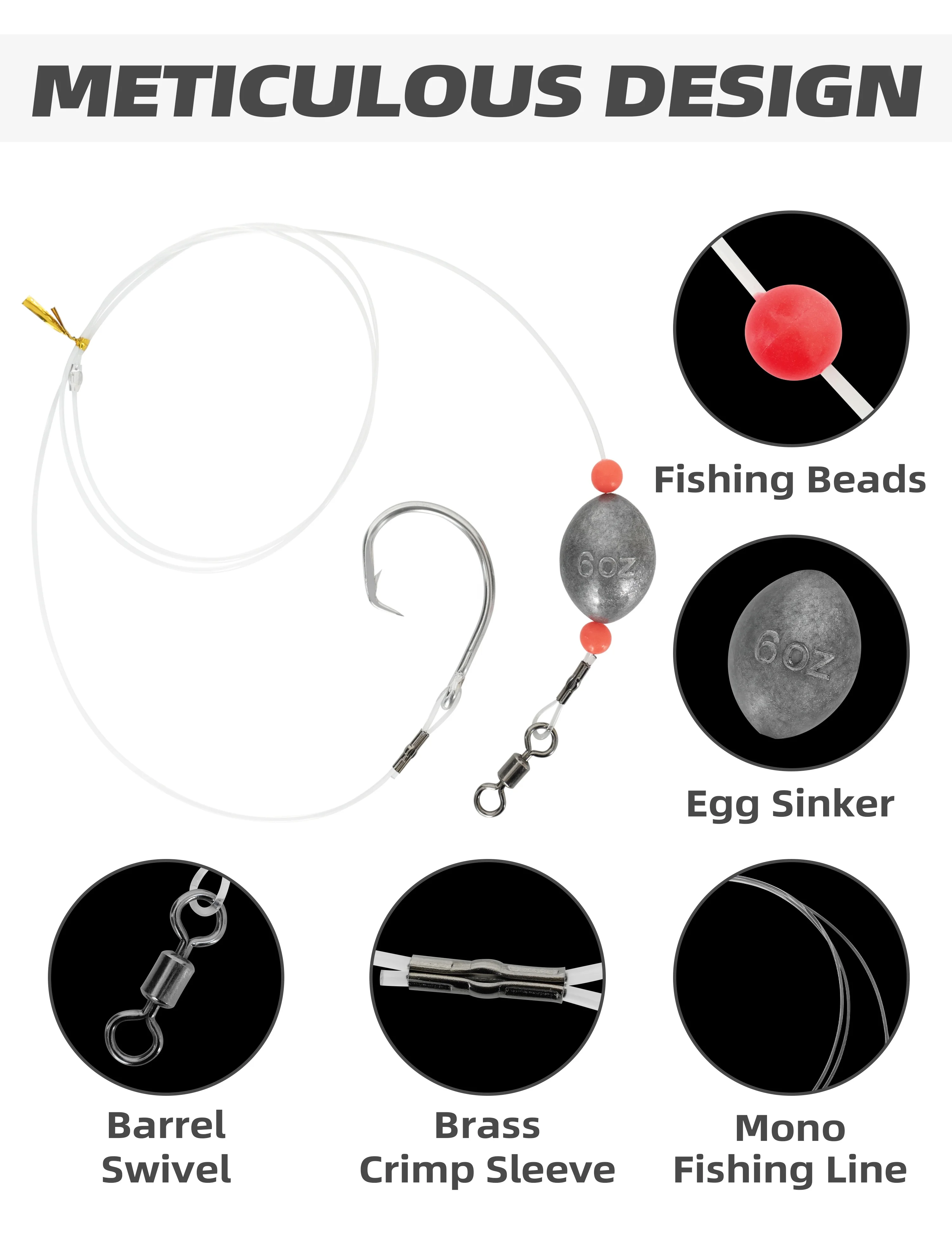 Fishing Egg Sinkers Weight Rigs Flounder Grouper Ready Rig