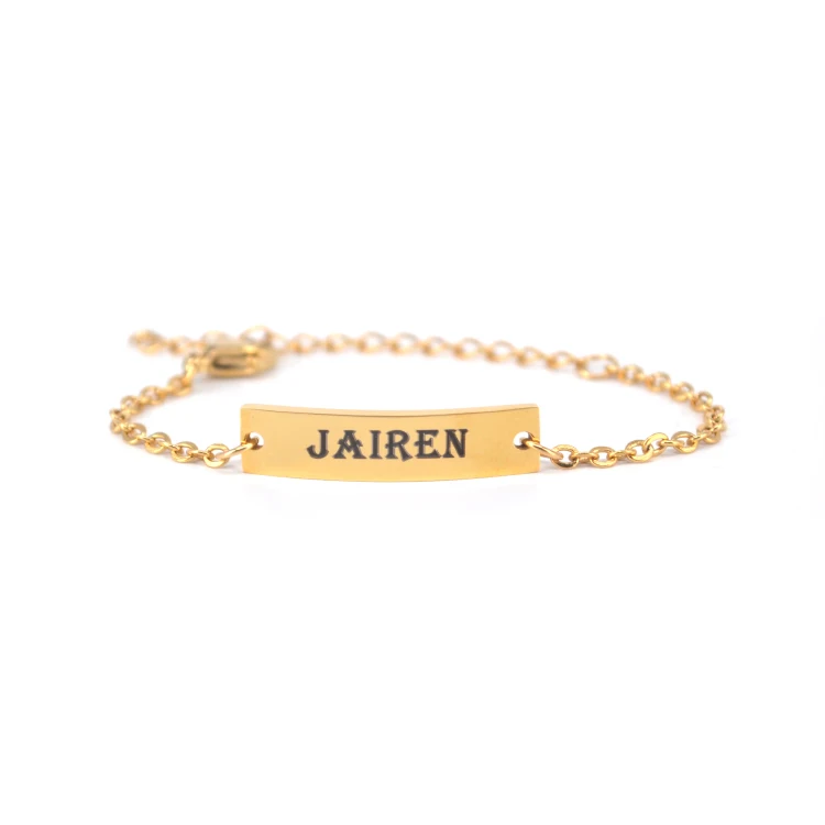 18K Gold Plated Stainless Steel Custom Personalized Baby Name Bracelet