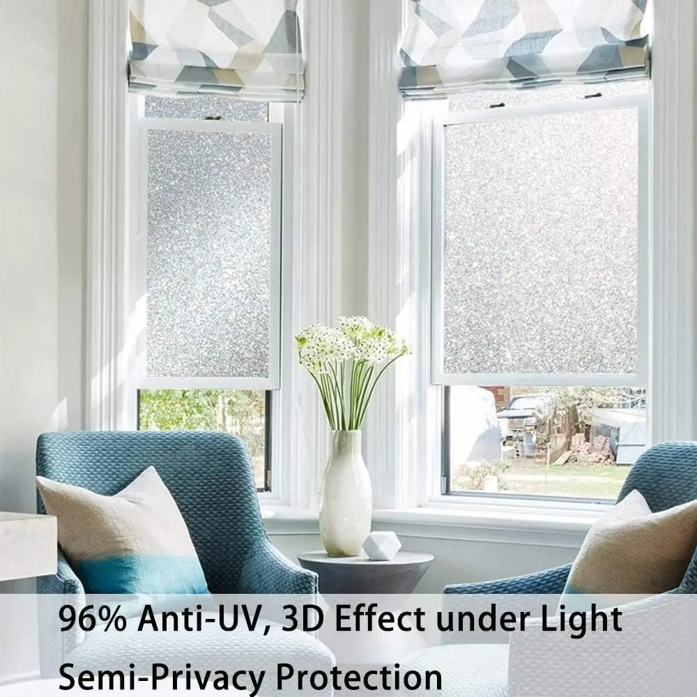 Window Privacy Film Frosted Glass Electrostatic Window Film Privacy Protection Window Stickers Anti-UV for Home Room