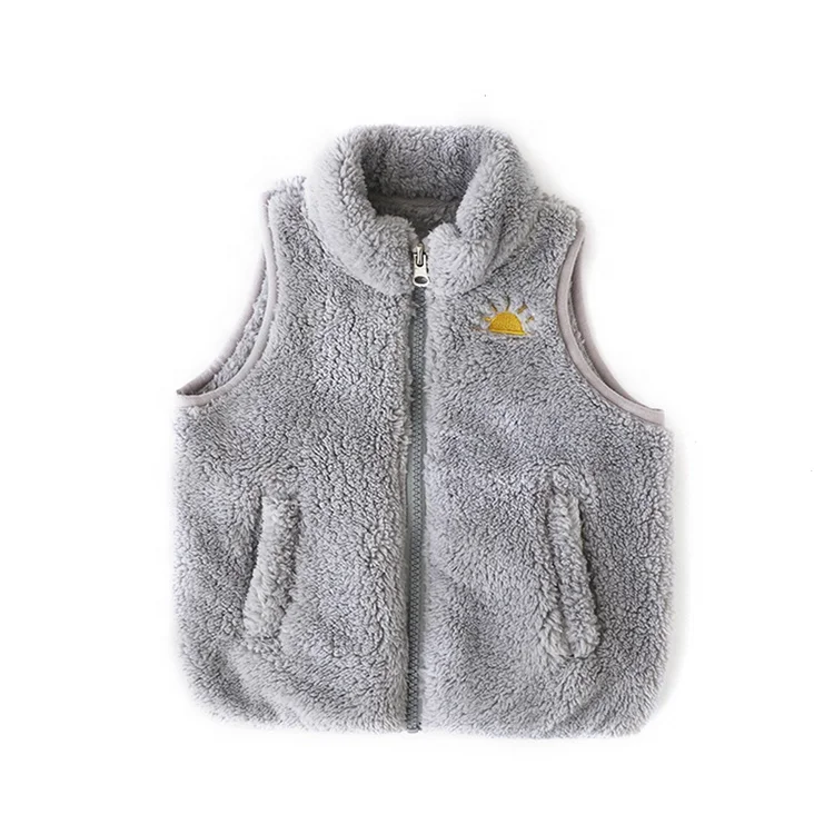 
Winter Fashion Children Fur Vest Wholesale Solid Color Kids Girls Sherpa Waistcoat With Pocket 