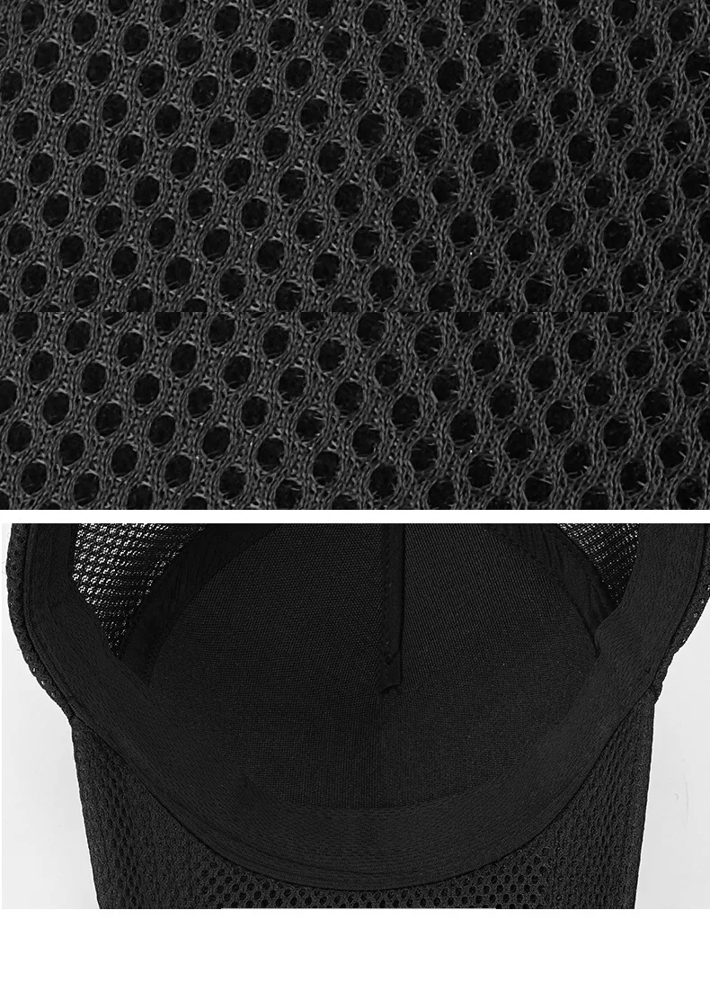 Custom 100% Acrylic Polyester Mesh Fabric Black Sports Hat 5 Panel For Fitted Blank Baseball Cap