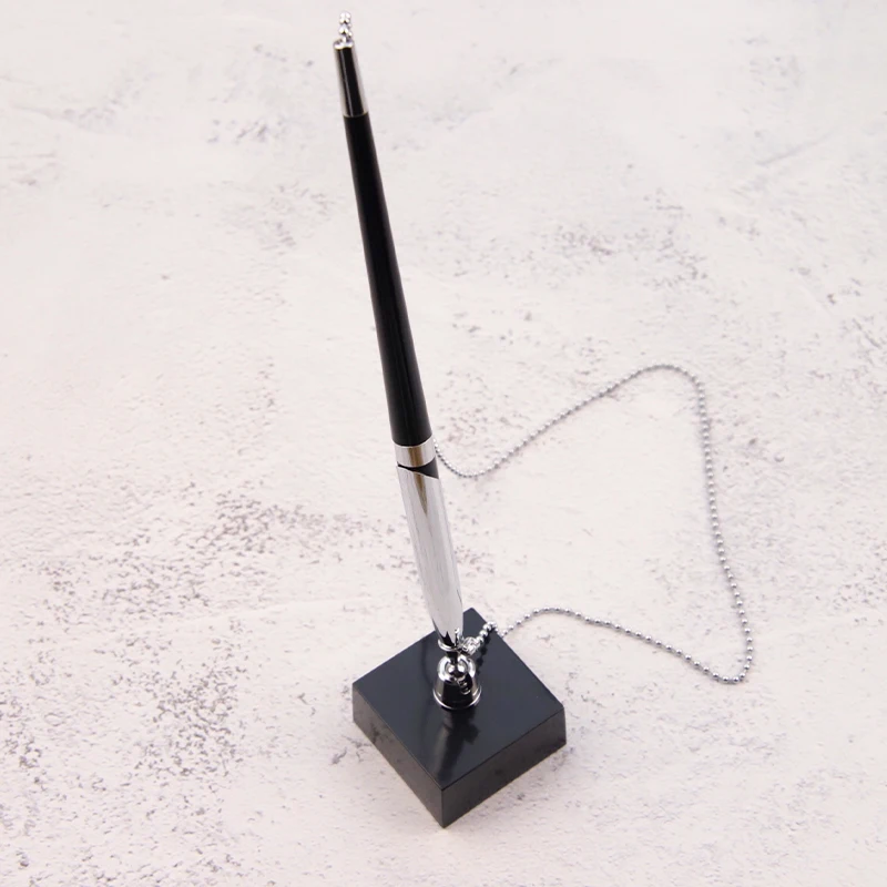 Metal Gel Ink Desktop Pens 31.50 inch Bead Chain Table Pen Luxury Office Bank Counter Durable Signature Pen for Business Gifts