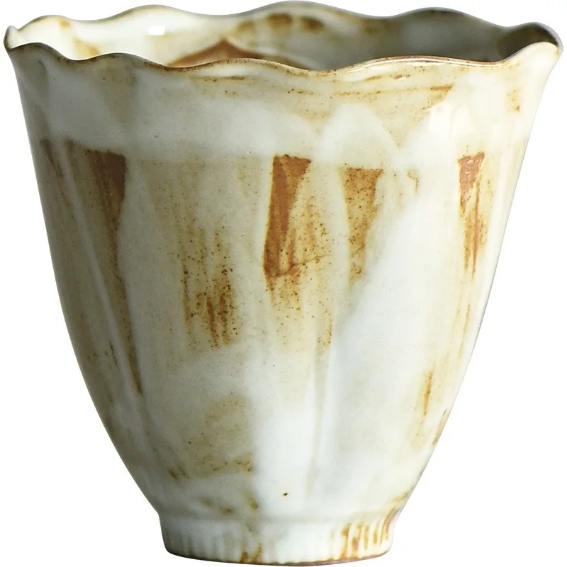 MSH Laser Engraved Logo Wabi-Sabi Zen Design Japanese Style Pottery Fruit Tea Cup