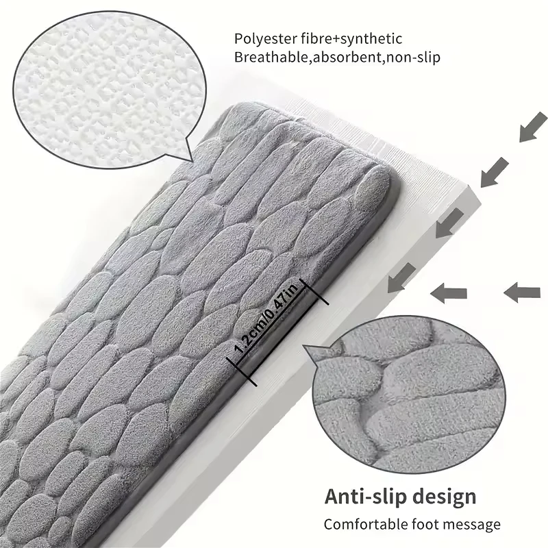 Microfiber Memory Foam Bathroom Mats Water Absorbent Quick Dry Anti-Slip Stone Design Washable Waterproof Carpet for Toilet Use