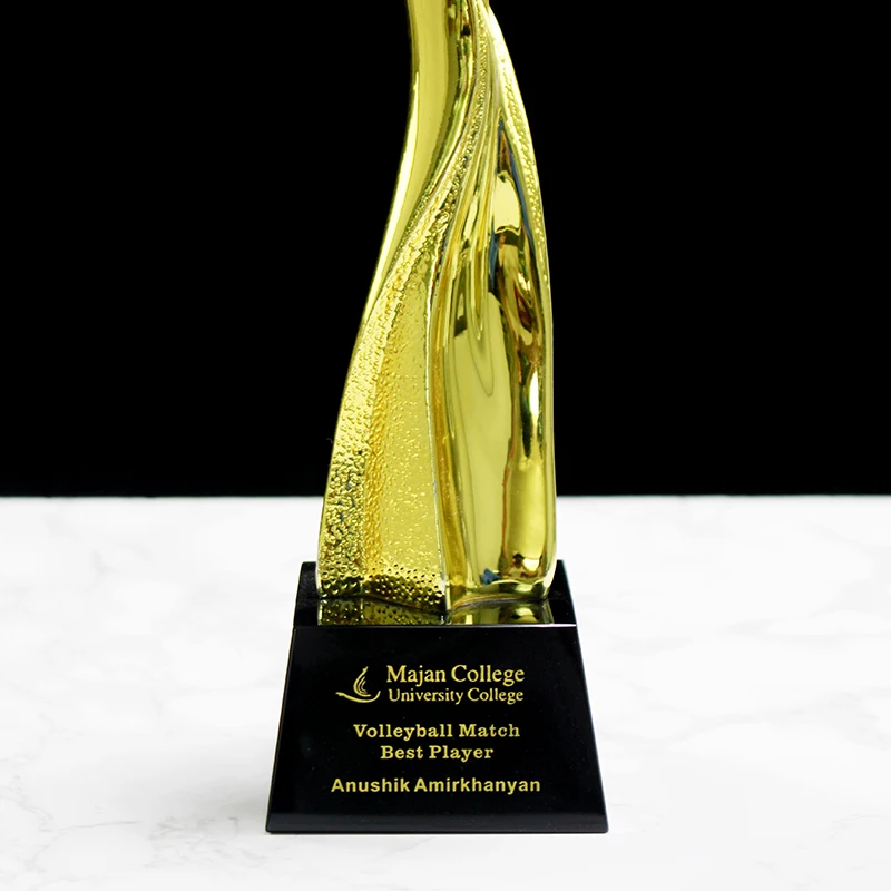 Volleyball Trophy and Medals Crystal Sports Trophy for Competition Tournament Gifts