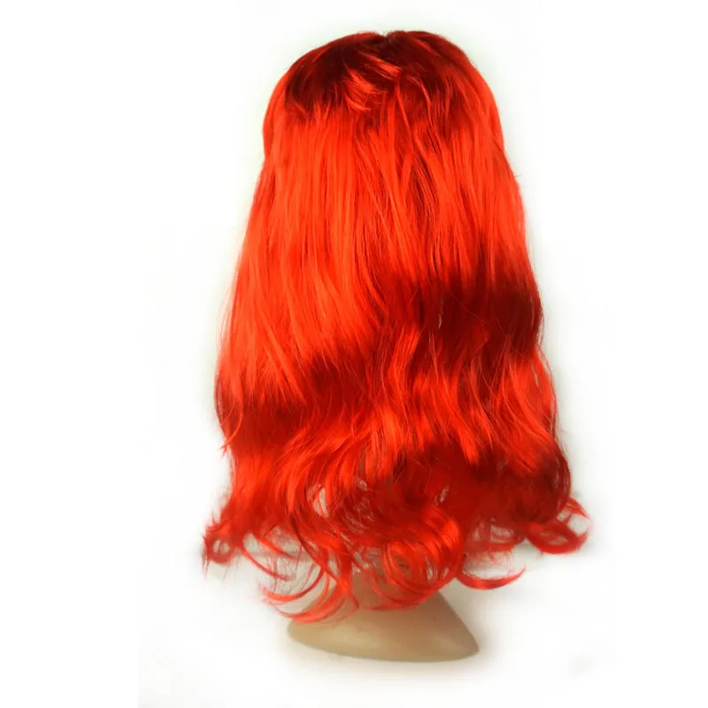Kids Mermaid Wig With Starfish Hair Clips Girls Red Mermaid Wig Curly Wave Wig For Halloween Costume