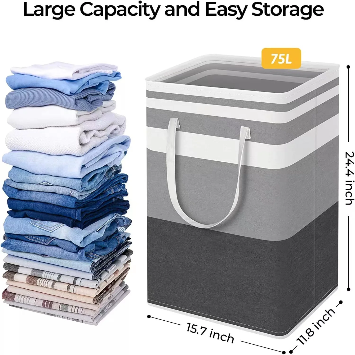 Wholesale Durable waterproof Oxford Fabric Portable Collapsible Folding Clothes Bin Hamper Large Laundry Basket with Grip
