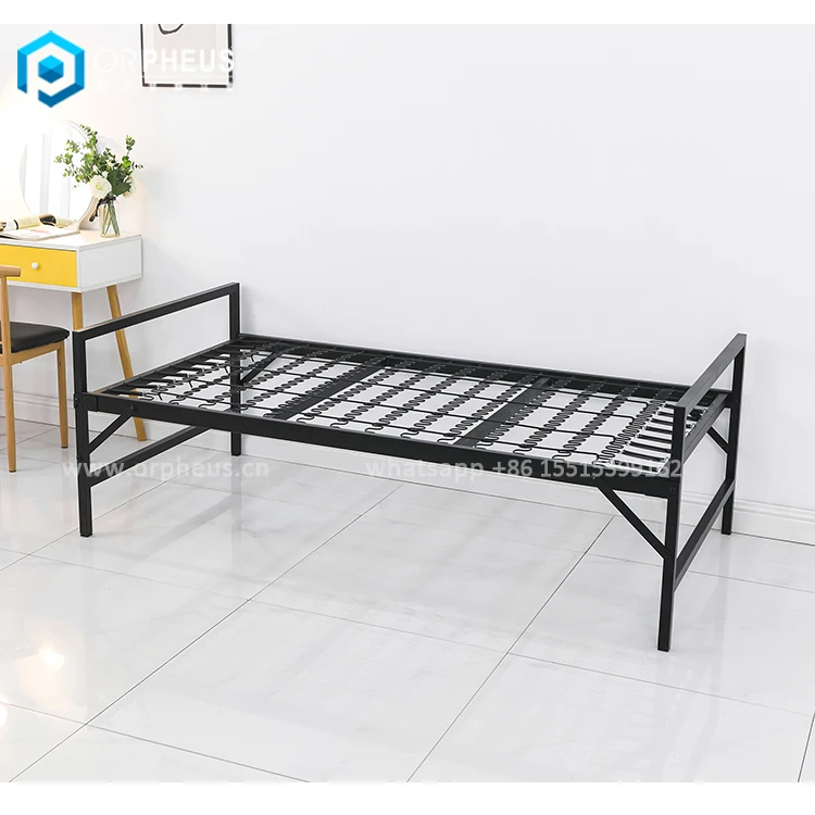 Portable Foldable Steel Bed Frame Single Twin Platform Angle Iron Bunk Folding Metal Beds Cots for Camping and Home