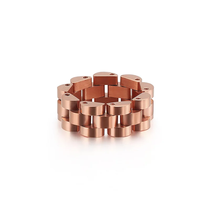 Punk Trend Finger Rings Chain Stainless Steel Rings Men Rock Colorful Bike Chain Rings