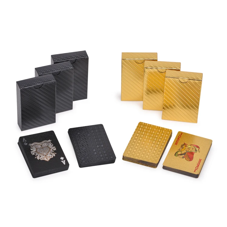 Пользовательские карты ПВХ водонепроницаемый покер настольная игра двухэтажный пластиковый логотип черная бумага для печати игральные