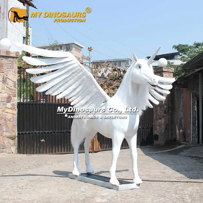 MY animdino atronic мифическое животное Белый Единорог с крыльями