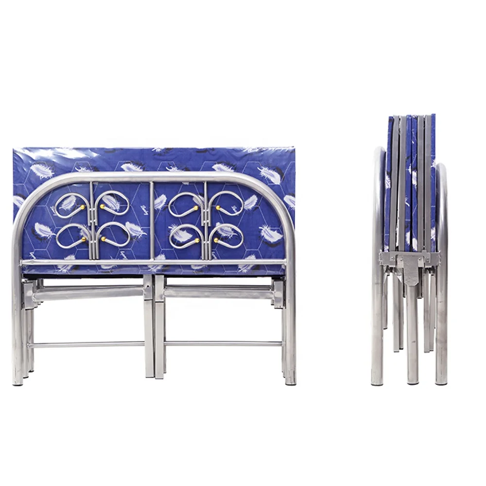 Made in China mark cheap folding bed for adults portable metal single bed frame metal