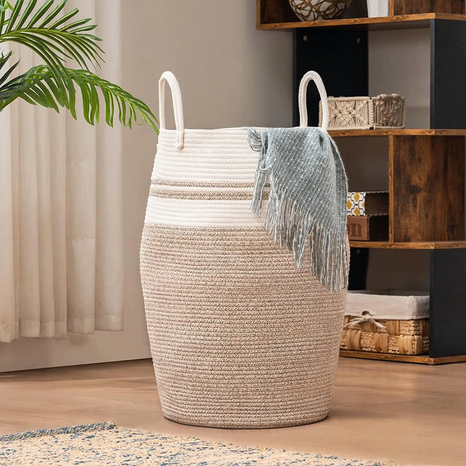 manufacturer customized the production of multifunctional foldable high-quality laundry storage cotton rope basket
