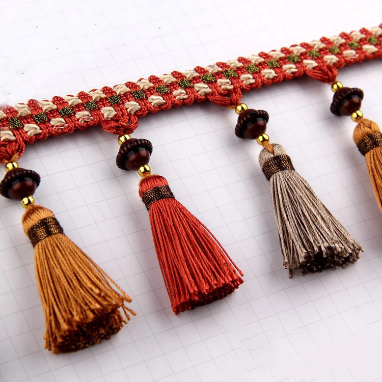 2014 New Design Braid Bead With Fringe TRIM  For Curtain, Drapery