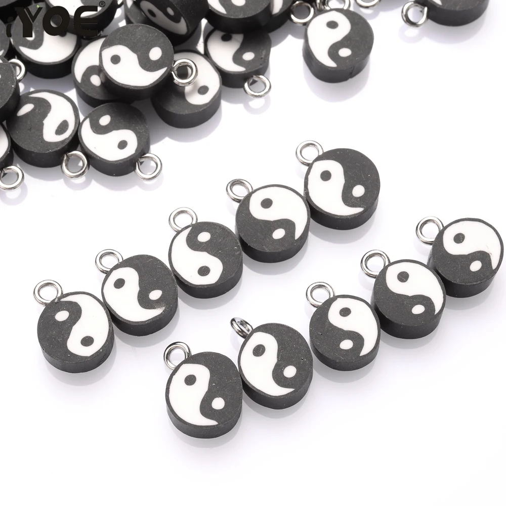 50 шт. Тай Чи Бусины бусины из полимерной глины тайцзи сплетен форма Spacer Бусины для изготовления ювелирных изделий, подвеска, серьги, браслет аксессуары